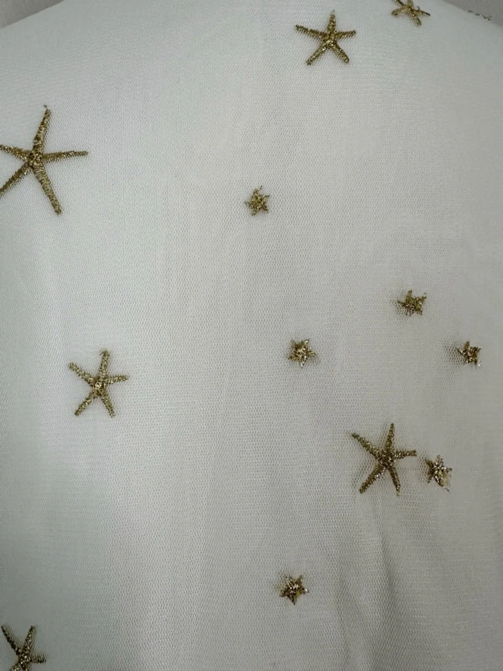 GeLaiMei Girls Size 14-15 Embroidered Gold Stars Mesh Overlay Swing Dress - Picture 3 of 11